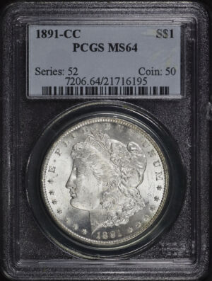 Obverse of this 1891-CC Morgan Dollar PCGS MS-64 Reverse Rainbow Toning