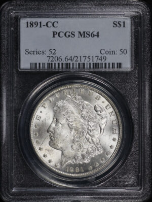 Obverse of this 1891-CC Morgan Dollar PCGS MS-64