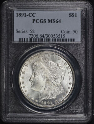 Obverse of this 1891-CC Morgan Dollar PCGS MS-64