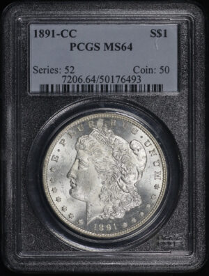 Obverse of this 1891-CC Morgan Dollar PCGS MS-64