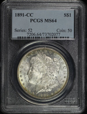 Obverse of this 1891-CC Morgan Dollar PCGS MS-64