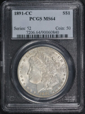 Obverse of this 1891-CC Morgan Dollar PCGS MS-64