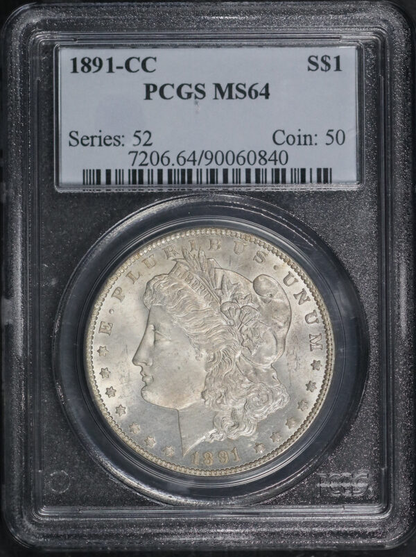 Obverse of this 1891-CC Morgan Dollar PCGS MS-64