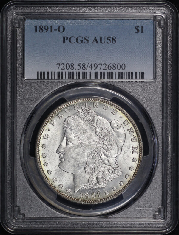 Obverse of this 1891-O Morgan Dollar PCGS AU-58