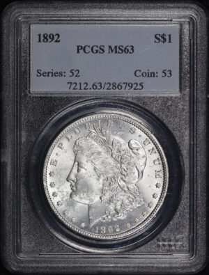 Obverse of this 1892 Morgan Dollar PCGS MS-63