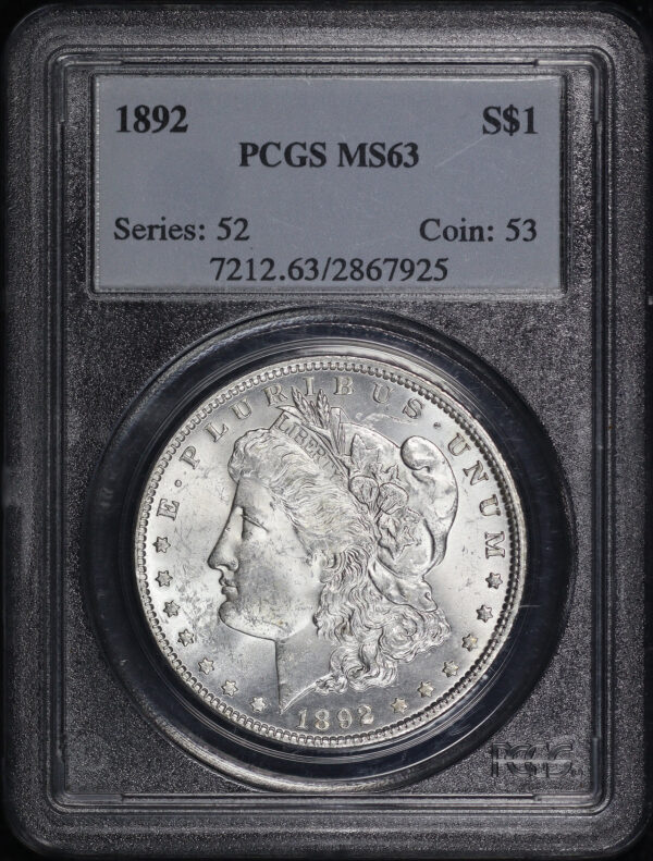 Obverse of this 1892 Morgan Dollar PCGS MS-63