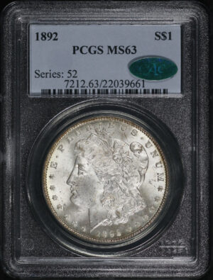 Obverse of this 1892 Morgan Dollar PCGS MS-63 CAC