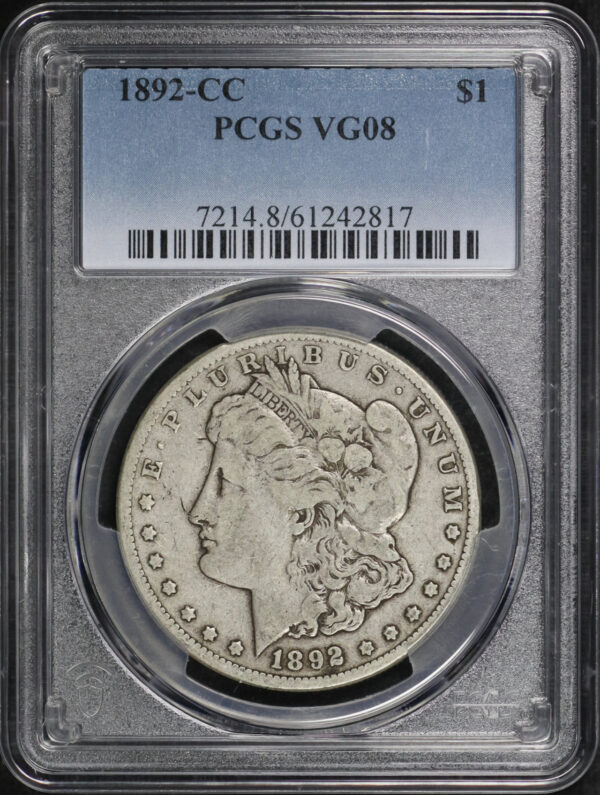 Obverse of this 1892-CC Morgan Dollar PCGS VG-08