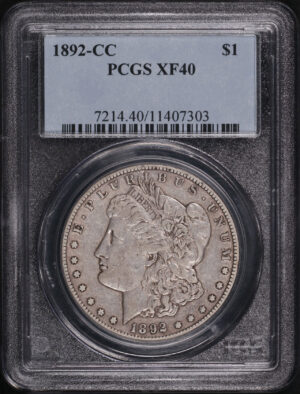 Obverse of this 1892-CC Morgan Dollar PCGS XF-40