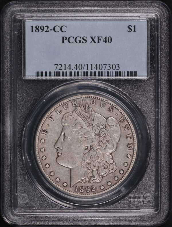 Obverse of this 1892-CC Morgan Dollar PCGS XF-40