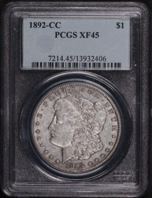 Obverse of this 1892-CC Morgan Dollar PCGS XF-45