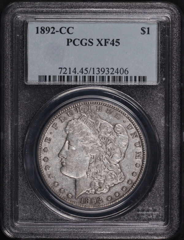 Obverse of this 1892-CC Morgan Dollar PCGS XF-45
