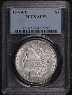 Obverse of this 1892-CC Morgan Dollar PCGS AU-53