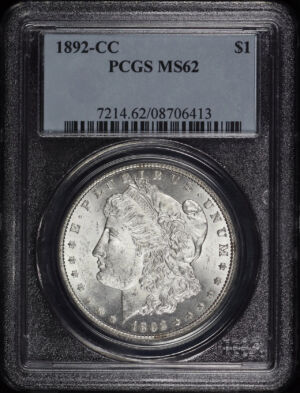 Obverse of this 1892-CC Morgan Dollar PCGS MS-62