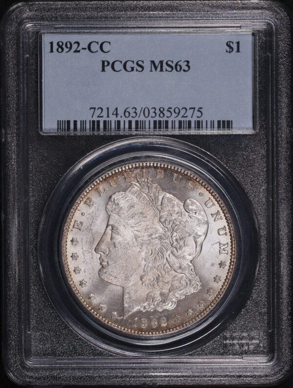 Obverse of this 1892-CC Morgan Dollar PCGS MS-63