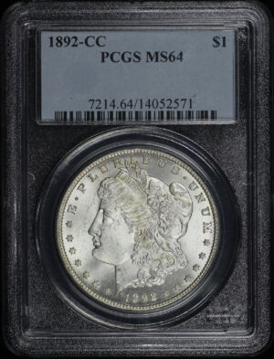 Obverse of this 1892-CC Morgan Dollar PCGS MS-64