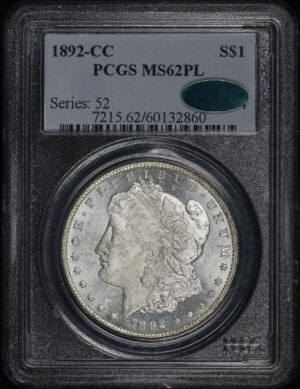 Obverse of this 1892-CC Morgan Dollar PCGS MS-62 PL CAC
