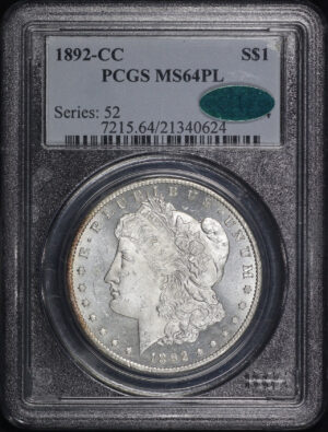Obverse of this 1892-CC Morgan Dollar PCGS MS-64 PL CAC