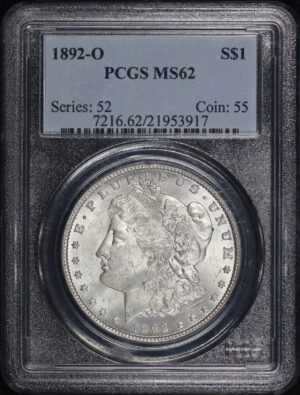 Obverse of this 1892-O Morgan Dollar PCGS MS-62
