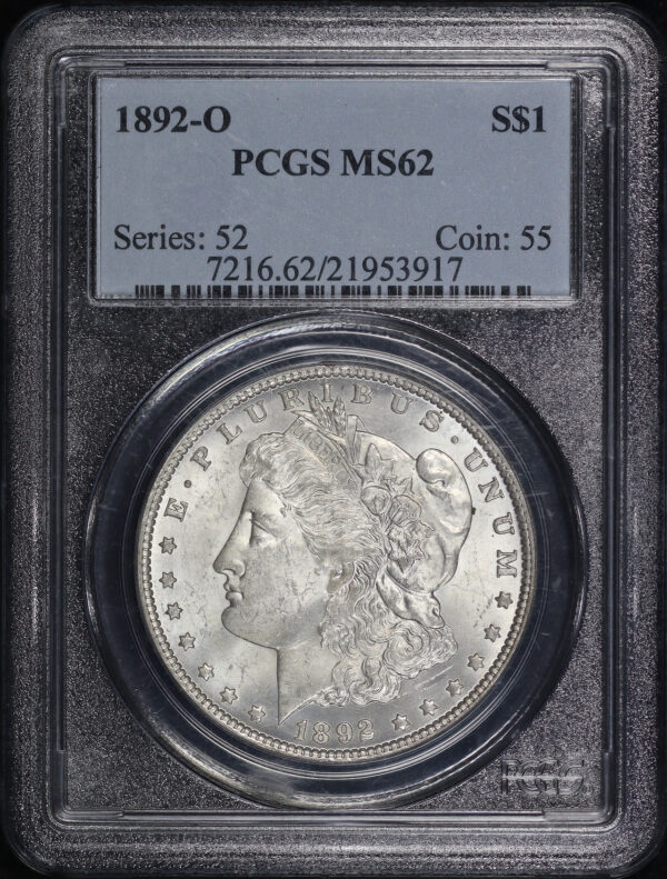 Obverse of this 1892-O Morgan Dollar PCGS MS-62