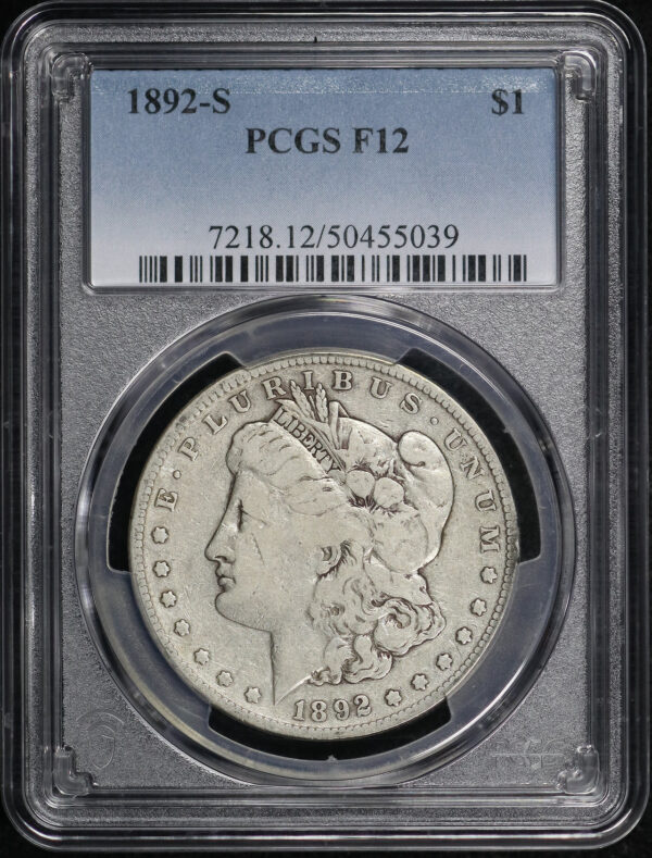 Obverse of this 1892-S Morgan Dollar PCGS F-12