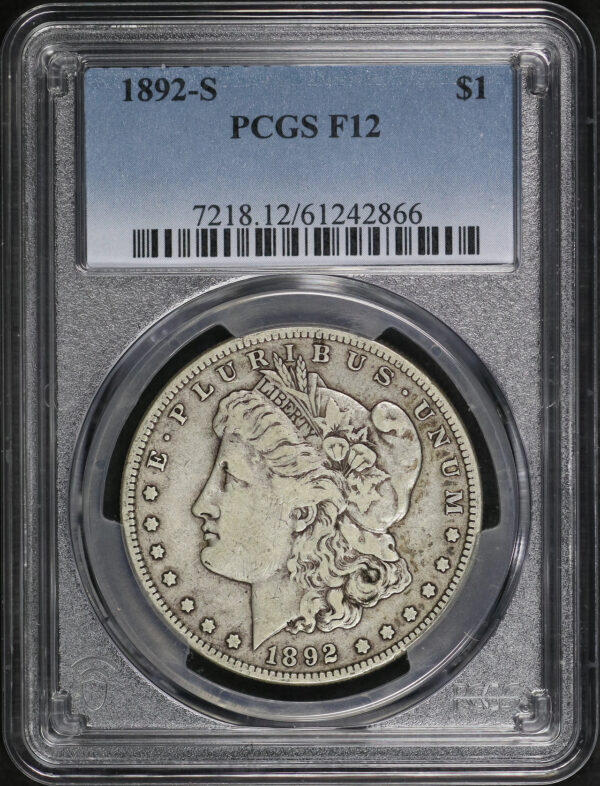 Obverse of this 1892-S Morgan Dollar PCGS F-12