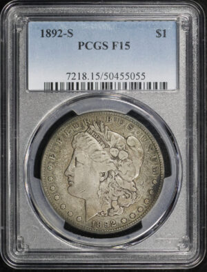 Obverse of this 1892-S Morgan Dollar PCGS F-15
