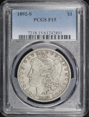 Obverse of this 1892-S Morgan Dollar PCGS F-15