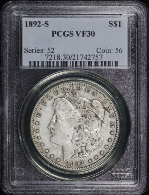 Obverse of this 1892-S Morgan Dollar PCGS VF-30