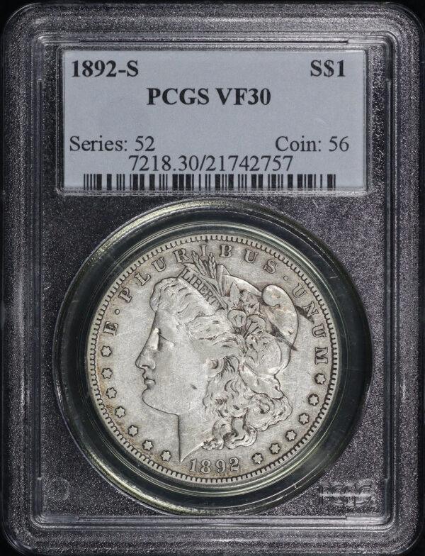 Obverse of this 1892-S Morgan Dollar PCGS VF-30