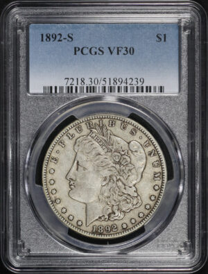 Obverse of this 1892-S Morgan Dollar PCGS VF-30