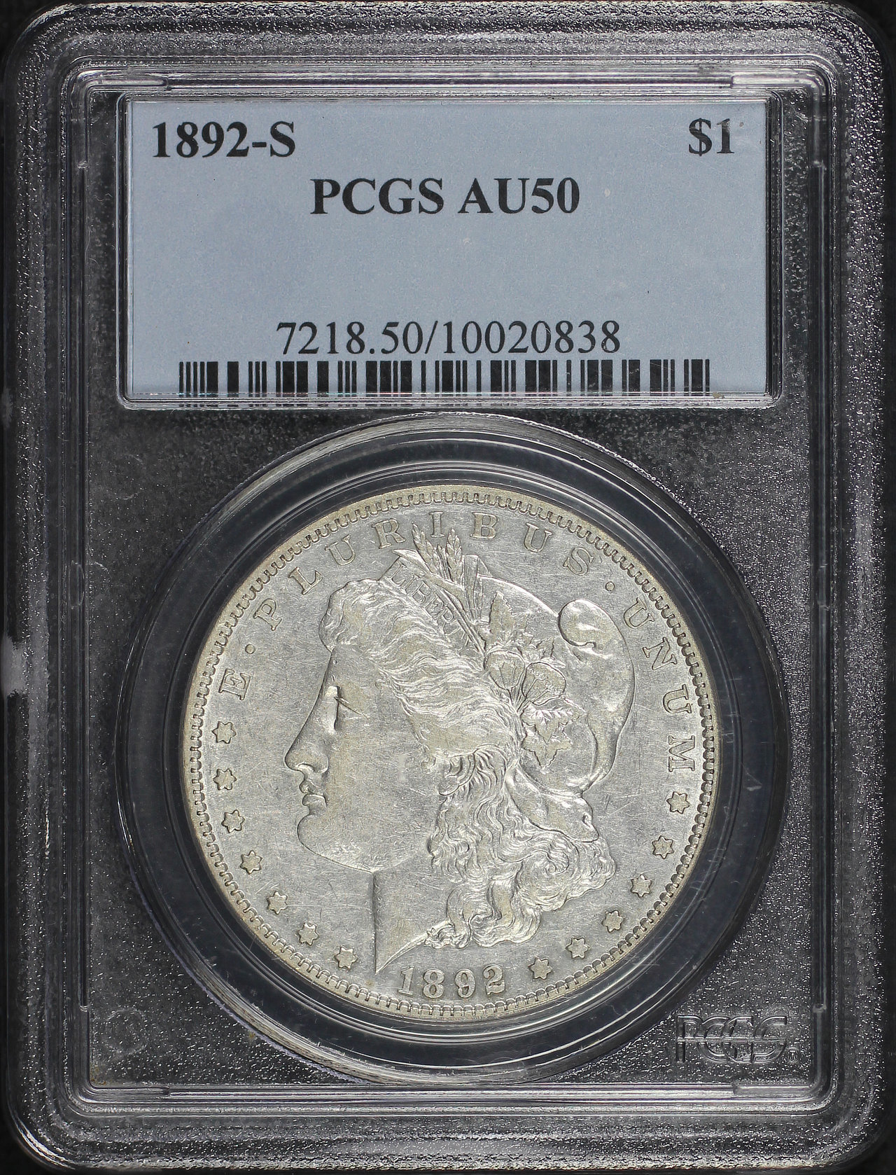 Obverse of this 1892-S Morgan Dollar PCGS AU-50