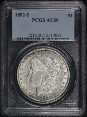 Obverse of this 1892-S Morgan Dollar PCGS AU-50