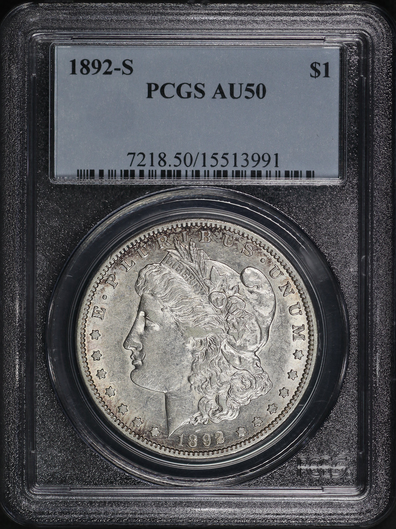 Obverse of this 1892-S Morgan Dollar PCGS AU-50