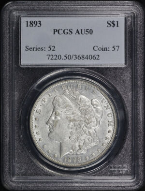 Obverse of this 1893 Morgan Dollar PCGS AU-50
