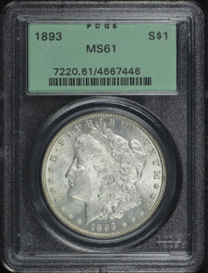 Obverse of this 1893 Morgan Dollar PCGS MS-61 Old Green Holder