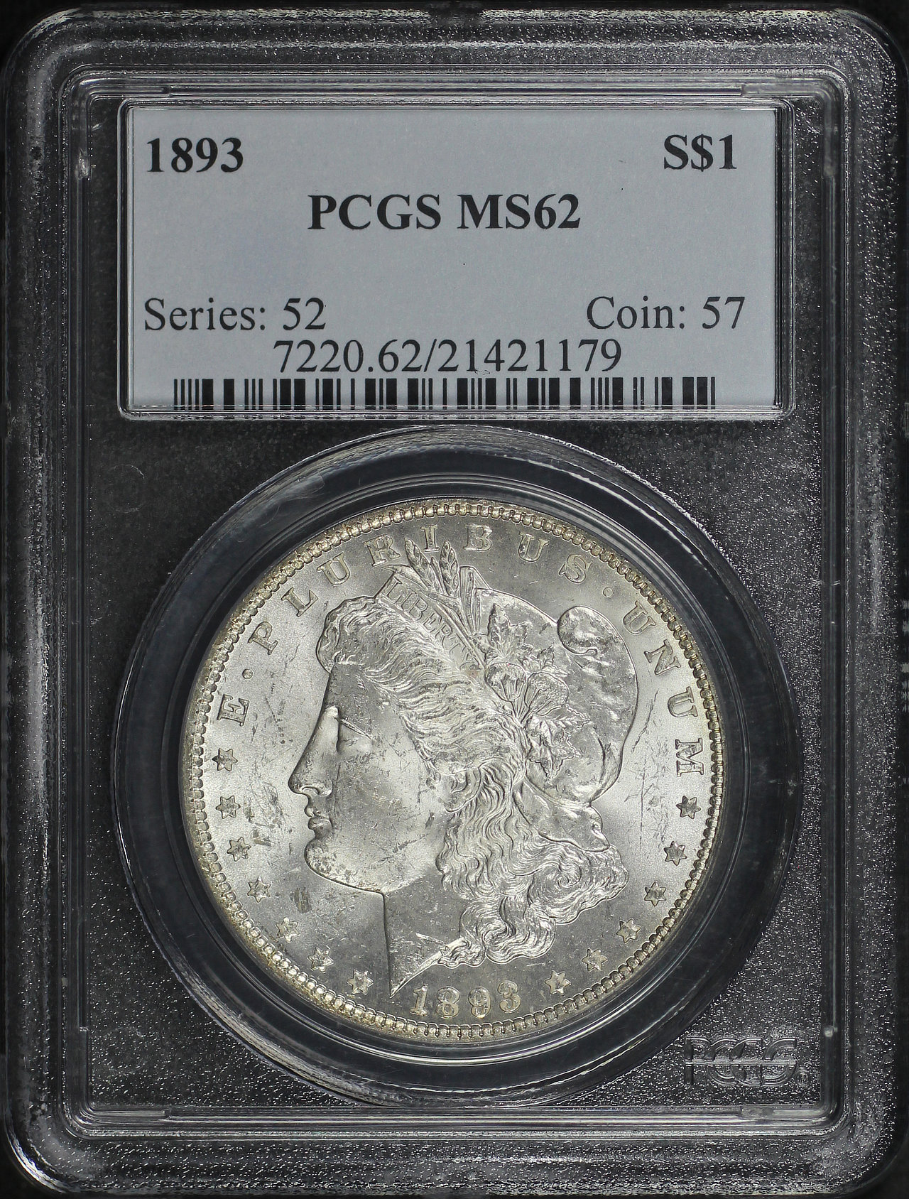 Obverse of this 1893 Morgan Dollar PCGS MS-62