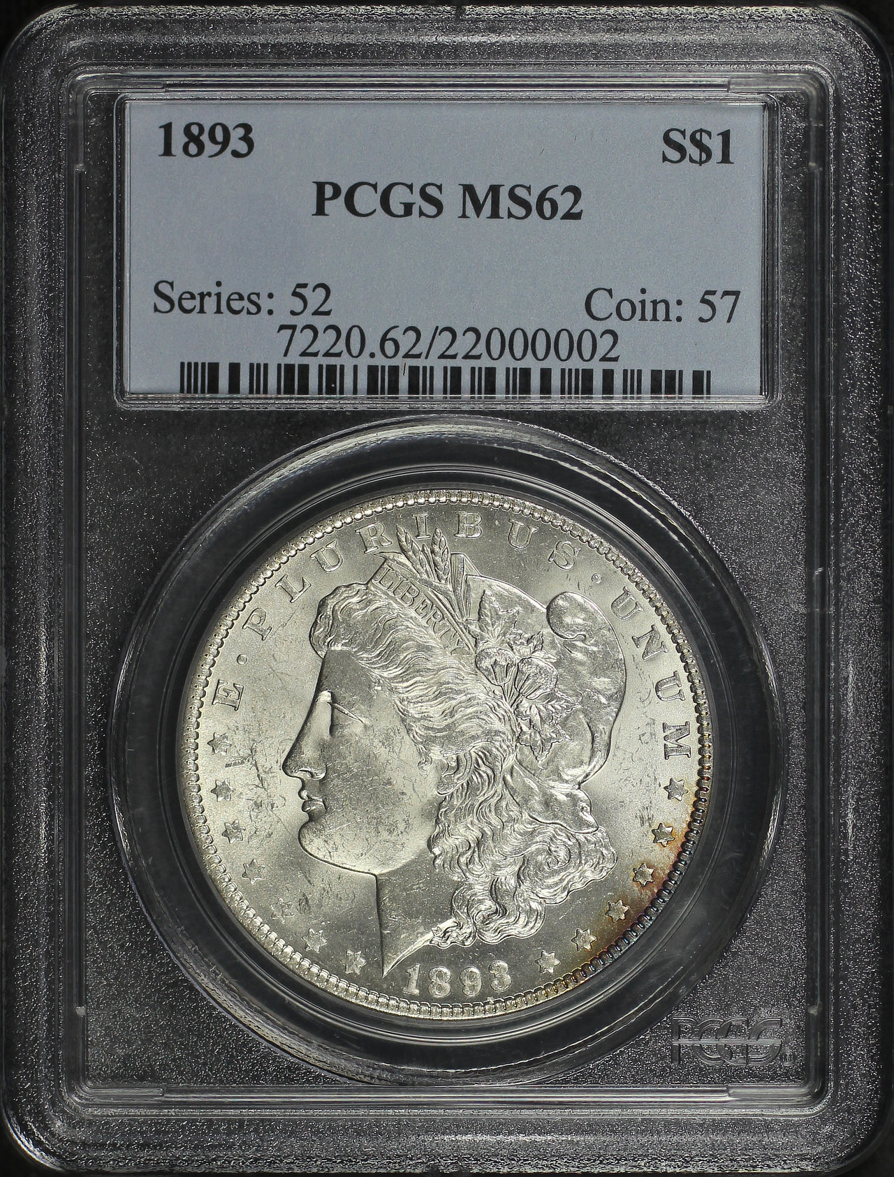 Obverse of this 1893 Morgan Dollar PCGS MS-62