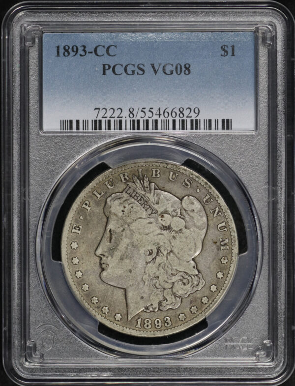 Obverse of this 1893-CC Morgan Dollar PCGS VG-08