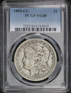 Obverse of this 1893-CC Morgan Dollar PCGS VG-08