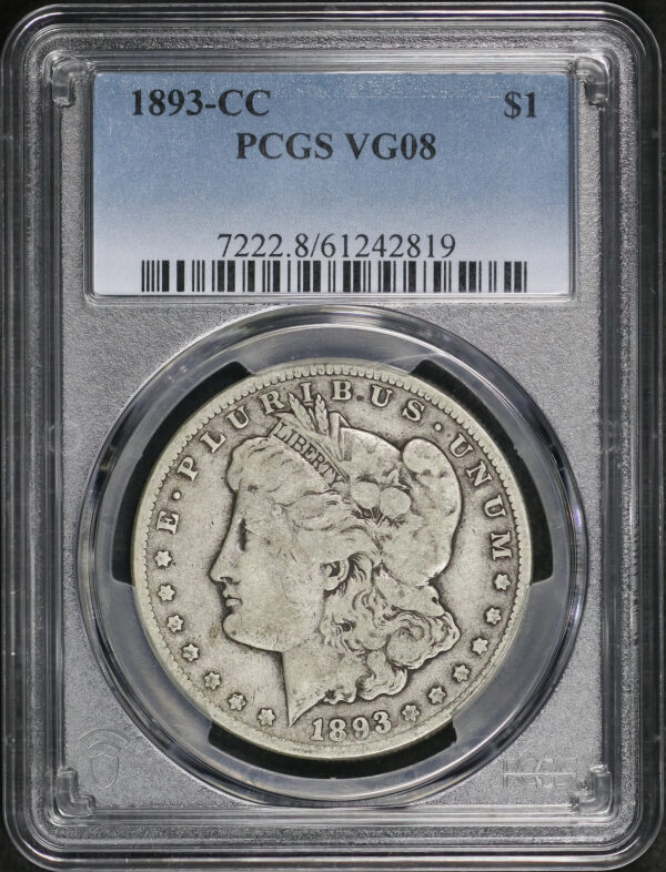 Obverse of this 1893-CC Morgan Dollar PCGS VG-08