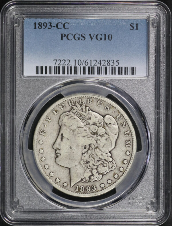Obverse of this 1893-CC Morgan Dollar PCGS VG-10