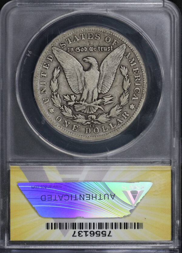 Reverse of this 1893-CC Morgan Dollar ANACS F-12