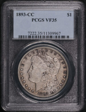 Obverse of this 1893-CC Morgan Dollar PCGS VF-35