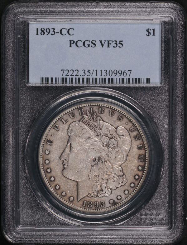 Obverse of this 1893-CC Morgan Dollar PCGS VF-35