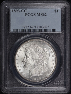 Obverse of this 1893-CC Morgan Dollar PCGS MS-62