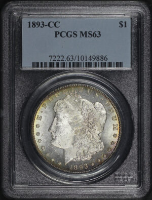 Obverse of this 1893-CC Morgan Dollar PCGS MS-63