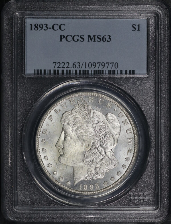 Obverse of this 1893-CC Morgan Dollar PCGS MS-63