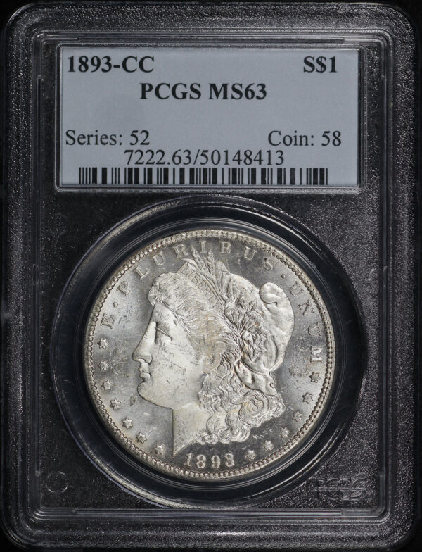 Obverse of this 1893-CC Morgan Dollar PCGS MS-63