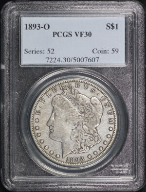Obverse of this 1893-O Morgan Dollar PCGS VF-30